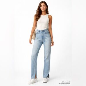Abercrombie Curve Love 26 90s Straight Ultra High Rise Split Jeans